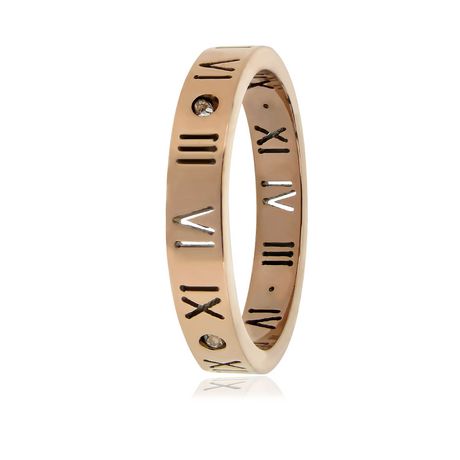 Surgical Stainless Steel Pure 316 Rose Gold Plated CZ Roman Numeral Ring 316L