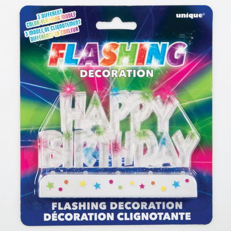 Flashing Happy Birthday Cake Topper Decoration, Features 3 flash modes