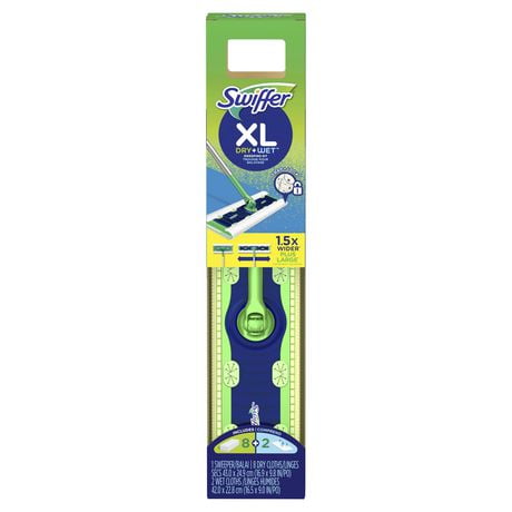Swiffer Sweeper Dry + Wet XL Sweeping Kit (1 Sweeper, 8 Dry Cloths, 2 Wet Cloths), 1 Kit