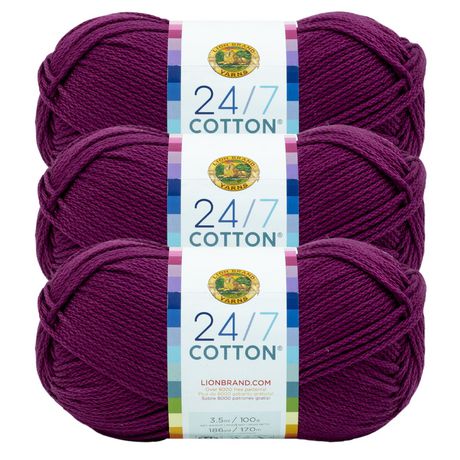 Lion Brand 24/7 Cotton Yarn (3 Pack)- Beets | Walmart Canada