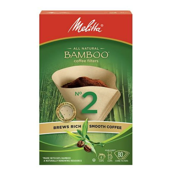 Melitta All Natural Bamboo Coffee Filters - No 2/80 Ct, 80 filters
