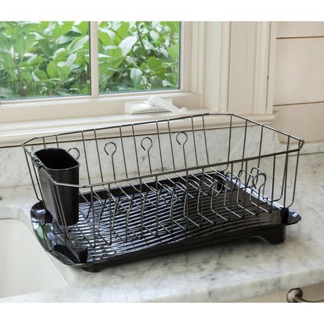 rubbermaid large chrome deluxe dish drainer set walmart