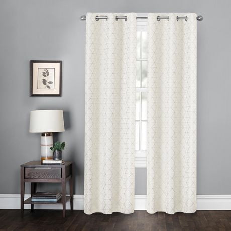 Weston Light Filtering Geometric Jacquard Grommet Window Curtain Panel ...