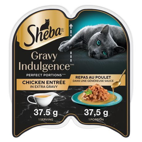 SHEBA GRAVY INDULGENCE PERFECT PORTIONS Adult Wet Cat Food Chicken Entrée in Extra Gravy, 75g