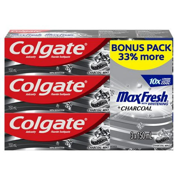 Colgate MaxFresh Charcoal Toothpaste, 3 Pack