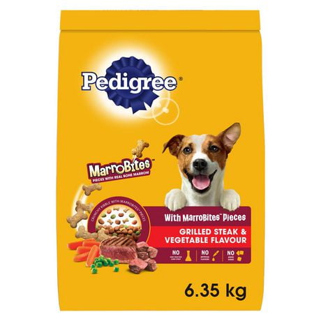 Nourriture sèche pour chiens adultes PEDIGREE avec bouchées Marrobites saveur de bifteck grillé et de légumes, sac de 6,5 kg 5"x6.5"