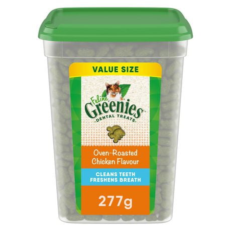 FELINE GREENIES Cat Treats Adult Natural Dental Care Oven-Roasted Chicken Flavour, 277g