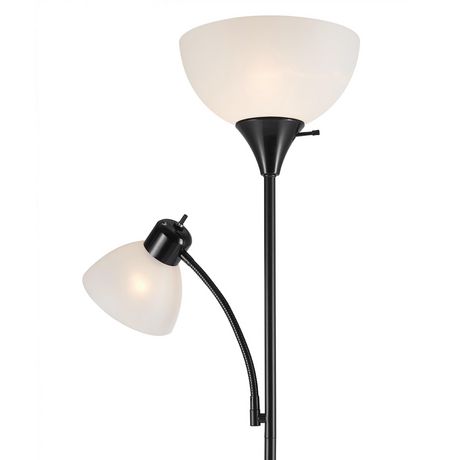 Globe Electric Delilah 72 Torchiere, Delilah 72 In Silver Torchiere Floor Lamp With Adjustable Reading Light