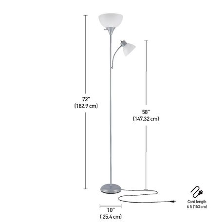 Réglable en hauteur DEL Lampe de position 180 Cm Avec Tissu Abat-Jour en Blanc/Argent 