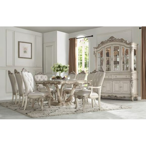 ACME Gorsedd Dining Table w/Pedestal in Antique White