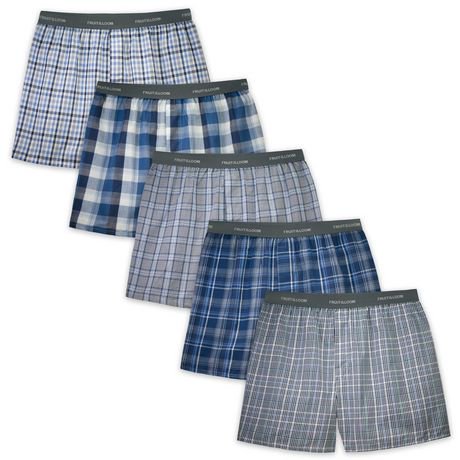 Fruit of the Loom Men's Assorted Blues Boxer Shorts, 5-Pack | Walmart ...