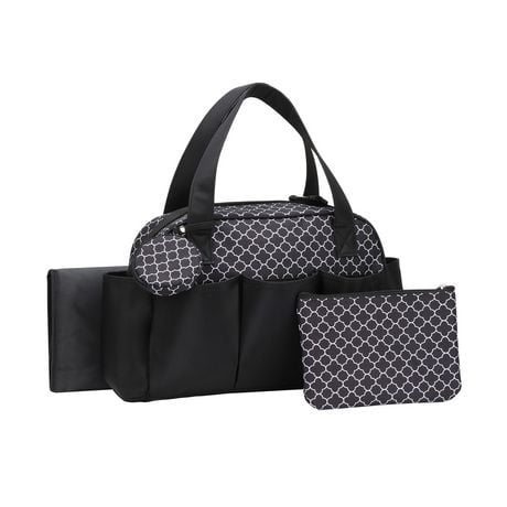 Baby Boom Camellia Duffle Diaper Bag - Black & White Geometric Print ...