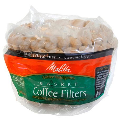 Melitta Filtres à café de type panier de 10 à 12 tasses en papier brun naturel, sac de 100 filtres 100 filtres