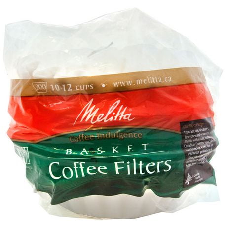 Melitta Filtres à café de type panier de 10 à 12 tasses en papier blanc 200 Filtres