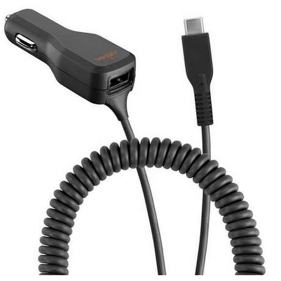 Ventev Car Charger USB-C 4A with Extra USB Cable Black