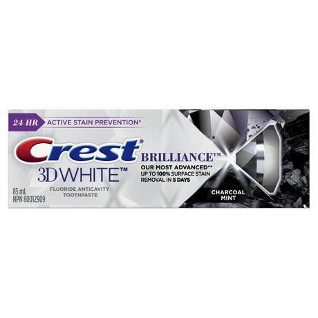 Crest 3D White Brilliance Charcoal Toothpaste, 85 mL