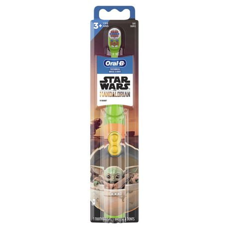 Brosse à dents électrique à pile pour enfants Oral-B mettant en vedette les personnages de Star Wars The Mandalorian, souple, enfants de 3 ans et plus 1 unité