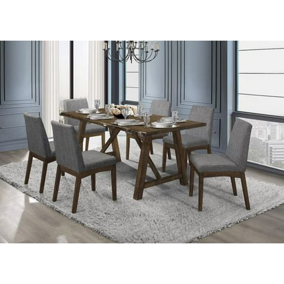 Topline Home Furnishings Solid Wood 7pc Dining Set