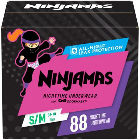 Ninjamas Nighttime Bedwetting Underwear Boy, Sizes S/M - L/XL, 34-44 Count  