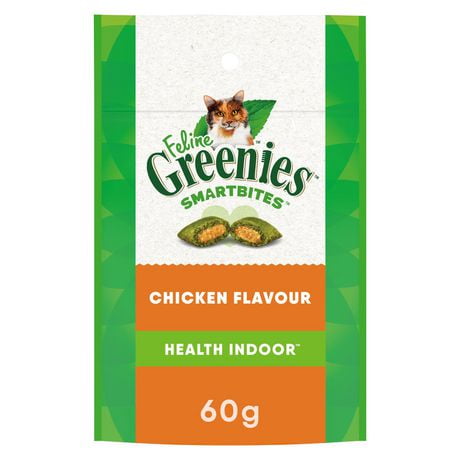 Gâteries naturelles pour chats adultes SMARTBITES Healthy Indoor saveur de poulet de la gamme FELINE GREENIES 60 g