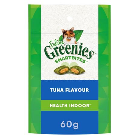 Gâteries naturelles pour chats adultes SMARTBITES Healthy Indoor saveur de thon de la gamme FELINE GREENIES 60 g