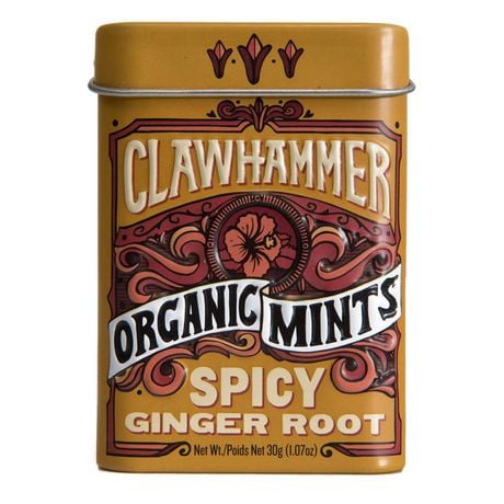Clawhammer Certified Organic Mints - Spicy Ginger Root, For The Strong And Spicy Mint Lover