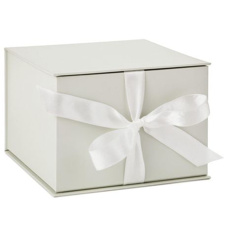 Hallmark 7" Large Off-White Gift Box with Lid and Shredded Paper Fill for Weddings, Christmas, Holidays, Birthdays and More