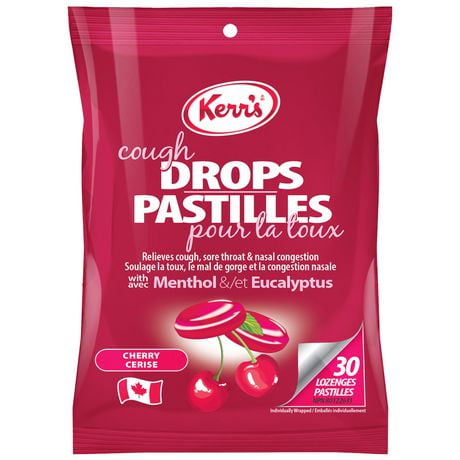 Kerr's Cherry Cough Drops with Menthol & Eucalyptus, Cherry Cough Drops