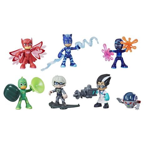 PJ Masks Hero and Villain Figure Set Preschool Toy, 7 PJ Masks Action Figures with 10 Accessories, Ages 3 and Up, Ages 3 and up