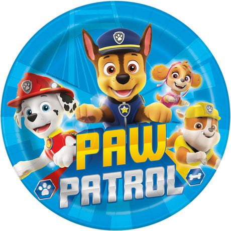 Paw Patrol Round 9" Dinner Plates, 8ct, Disposable plates measure 9"