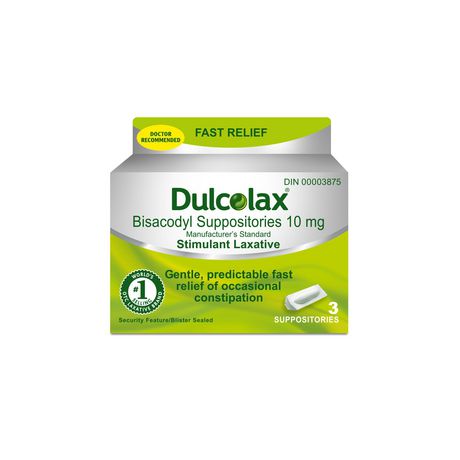 Dulcolax 10 MG Suppositories 3 CT - Bisacodyl Active Ingredient