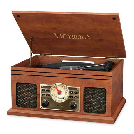 Victrola 4-in-1 Nostalgic Bluetooth Record Player with 3-Speed Record Turntable and FM Radio