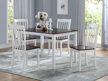 ACME Green Leigh 5Pc Pk Dining Set in White & Walnut | Walmart Canada