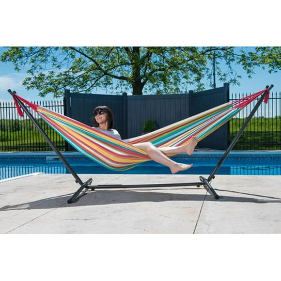 Vivere Cotton Double Hammock with 9' Stand