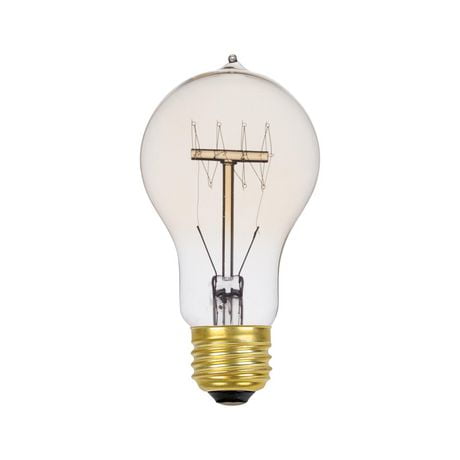 60W Vintage Edison A19 Quad Loop Incandescent Filament Light Bulb, E26 Base, 245 Lumens