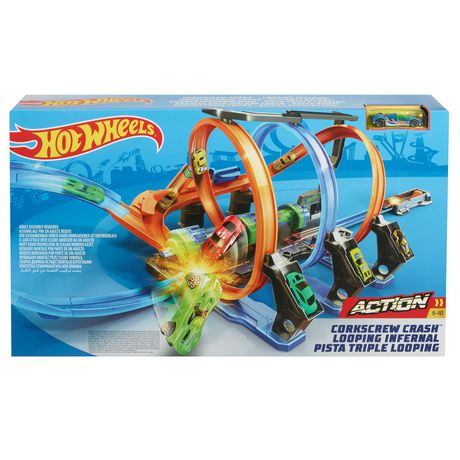 hot wheels corkscrew crash batteries