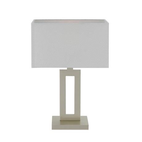 Lampe de table de 20", collection D'Alessio, noir mat, abat-jour en lin blanc, interrupteur rotatif marche/arrêt