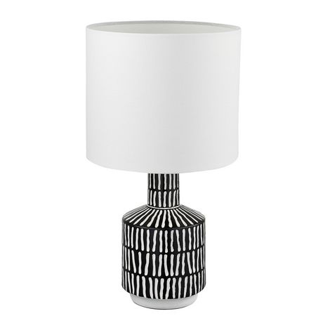 Globe Electric Aria 18 Table Lamp, Black And White Striped Table Lamp Shade