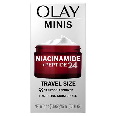 Hydratant pour le visage Olay Regenerist niacinamide + peptide 24 avec vitamine B3 pour une barrière cutanée plus forte, Format de voyage Peeps