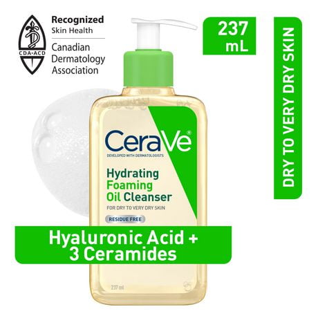 CeraVe Hydrating Foaming Oil Cleanser | Face & Body Wash with Squalane Oil, Hyaluronic Acid and Ceramides | For Dry to Very Dry Skin | 237 mL, Ideal for dry, very dry and sensitive skin