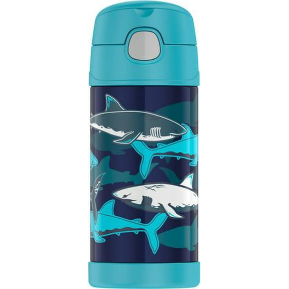 Thermos Funtainer Vacuum Insulated 12 Oz Bottle, Sharks, 12 OZ Bottle, Shark