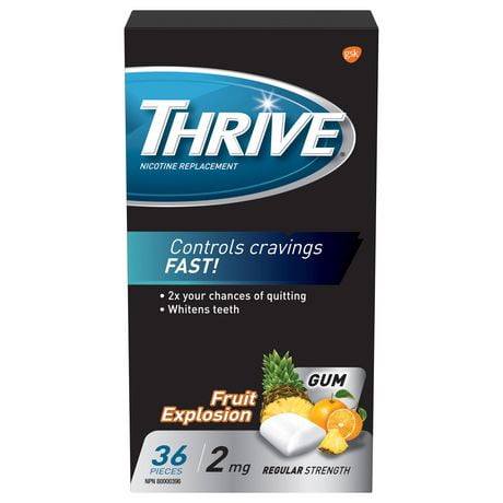 Thrive Gum 2mg Regular Strength Nicotine Replacement, Fruit Xplosion, 36 count