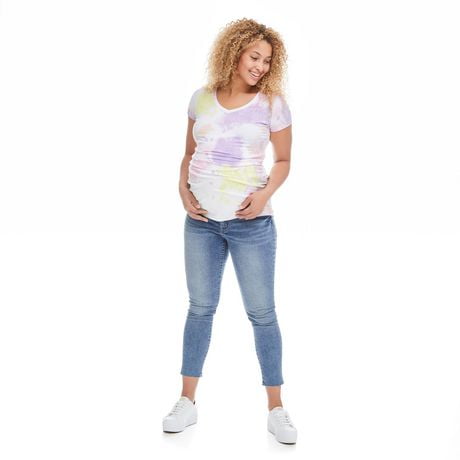 T-shirt à manches courtes avec encolure en V Paisley Sky Maternité