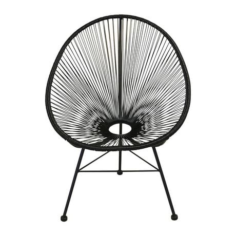 Acapulco chair Outdoor Wire Patio in Black Metal Frame Lounge - Plata Import