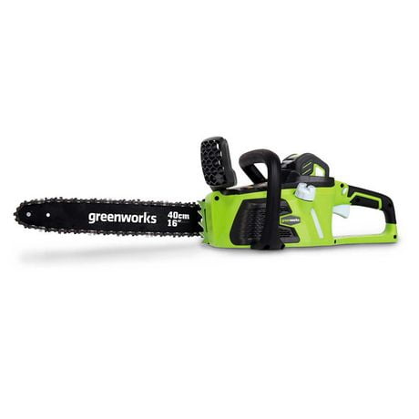 cordless greenworks 40v chainsaw charger included battery inch