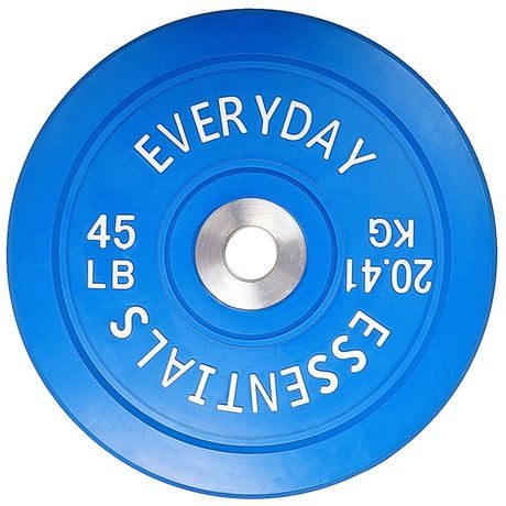 Everyday Essentials Color Coded Olympic Bumper Plate Weight Plate w Steel Hub, 45 lbs (Single Plate)