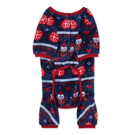 One Paw Holiday Pets' Christmas Fair Isle Pajama 1-Piece, Sizes XS-XL, Soft and Warm, Navy Blue, Sizes XS-XL