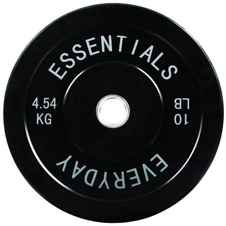 Plaque de poids de plaque de pare-chocs olympique Everyday Essentials avec moyeu en acier, noir, 10 lb (plaque simple)