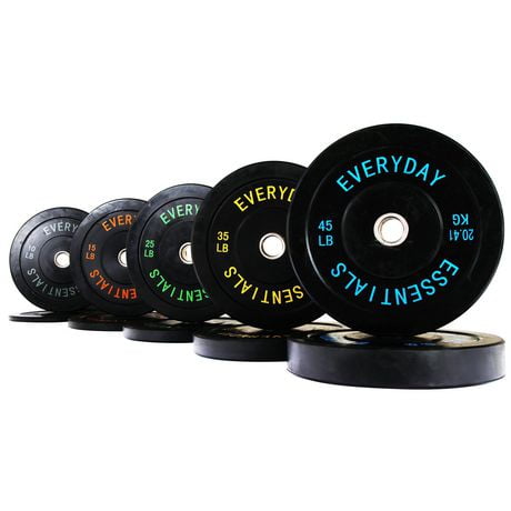 Everyday Essentials Olympic Bumper Plate Weight Plate with Steel Hub, Black, 260 lbs.