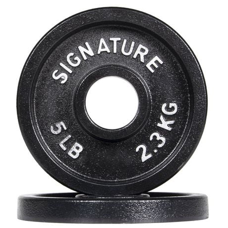 Signature Fitness Deep Dish 2 In. Olympic Cast Iron Weight Plates with E-Coating, Pair